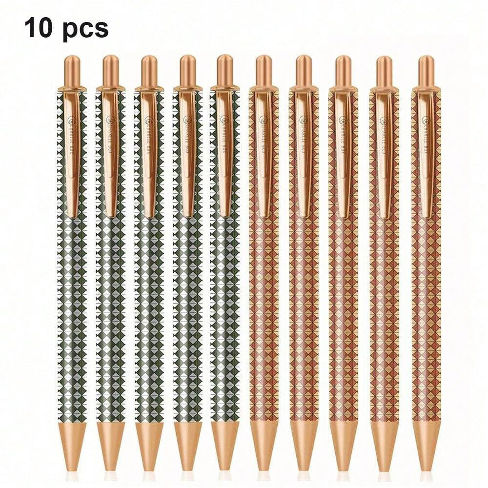 10 Pcs CharlieBox Neutral Pens, Attractive Stationery with 0.5mm Fine Point, Unisex Quick Drying Black Pens for Office, School and Home