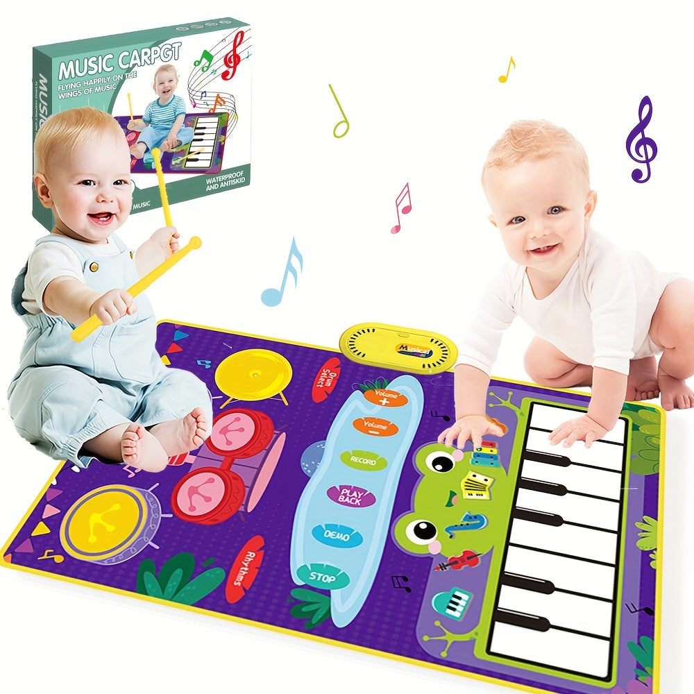 2 In 1 Baby Toys For 1 Year Old Boy Girl, Toddler Piano Keyboard & Drum Floor Mat With Sticks, Early Musical Learning Sensory Toys For 12-18 Months, 1 2 3 Year Old Boy Girl Birthday Gifts