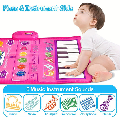 2 In 1 Baby Toys For 1 Year Old Boy Girl, Toddler Piano Keyboard & Drum Floor Mat With Sticks, Early Musical Learning Sensory Toys For 12-18 Months, 1 2 3 Year Old Boy Girl Birthday Gifts