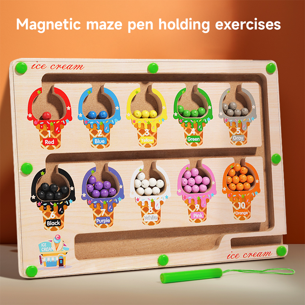 Magnetic digital ball magnetic maze toy color children's enlightenment focus logical thinking training