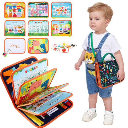 TUNJILOOL Busy Board Montessori Toy for Kids Toddlers, Quiet Book Sensory Toys Learning Fine Motor Skills Educational Travel Toys