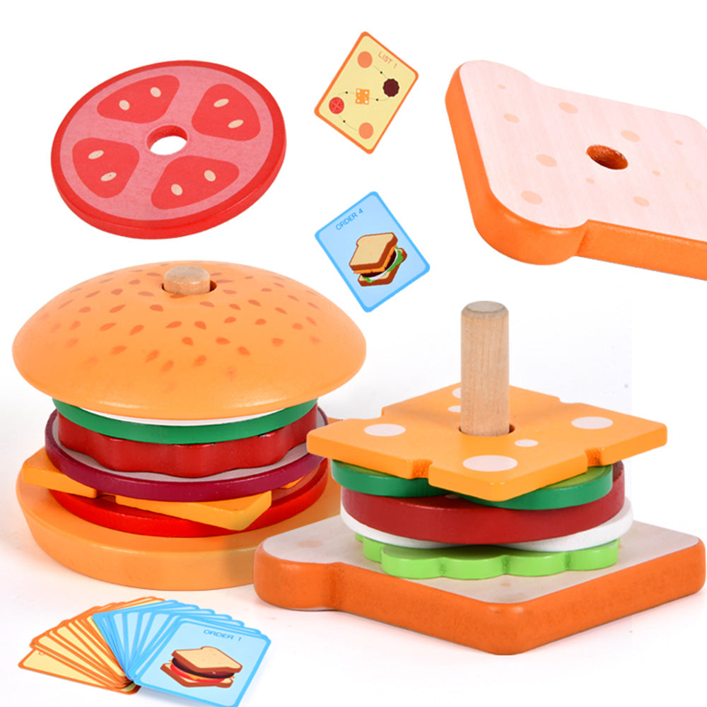 Simulation hamburger sandwich building block toy