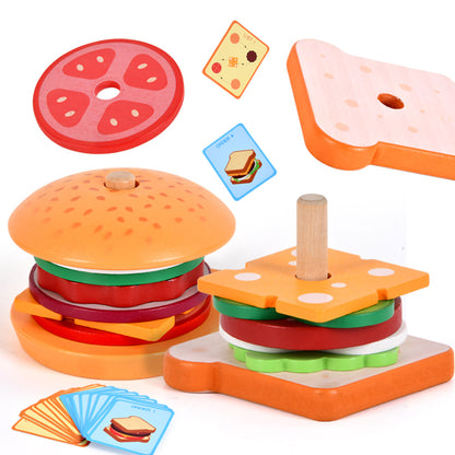 Simulation hamburger sandwich building block toy