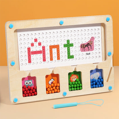 TUNJILOOL Children's magnetic animal number calculation moving bead puzzle kindergarten early education color classification counting board educational toy