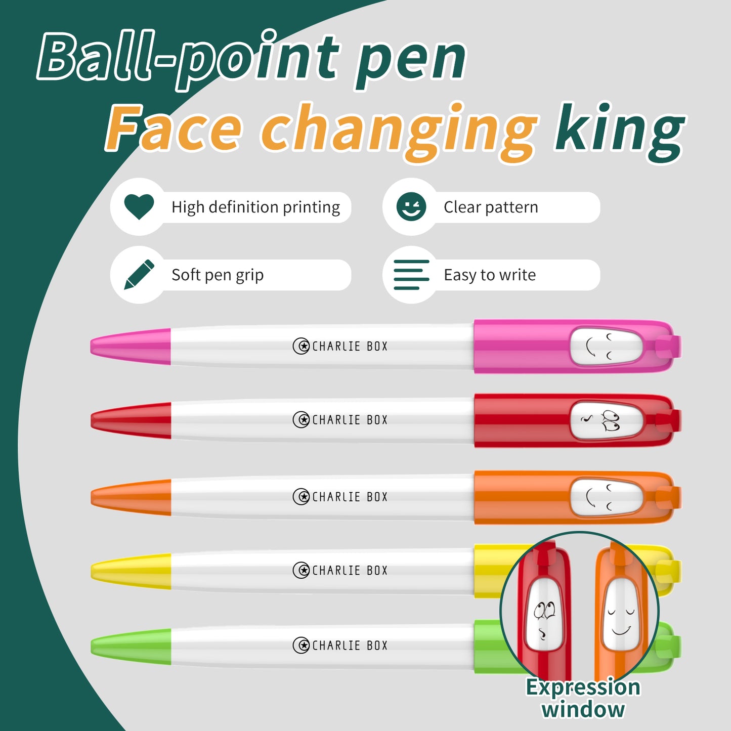 Personalized creative face changing ball pen creative gift stationery pen 5 pack