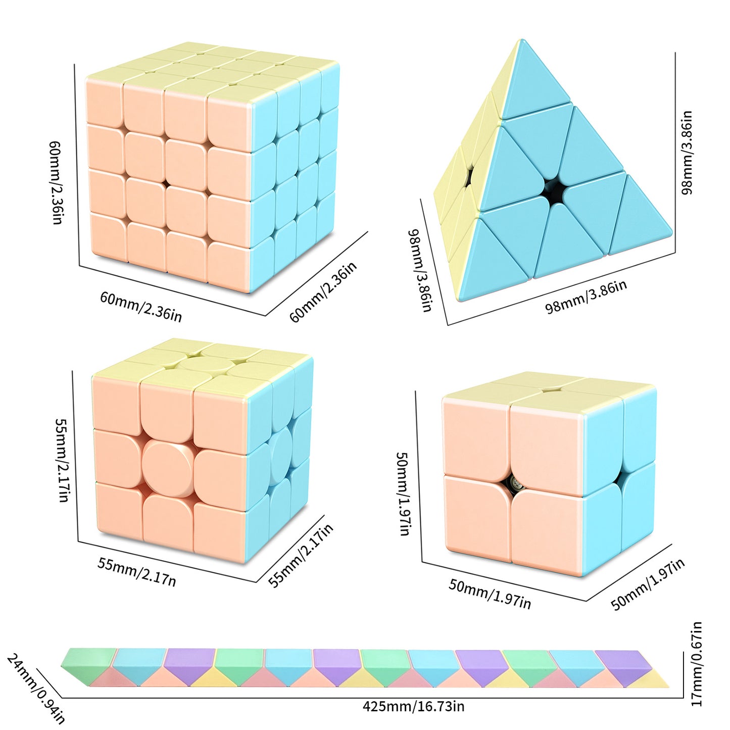 Moyu Cube Macaron Combination Set 2+3+4+Pyramid+24 Magic Ruler