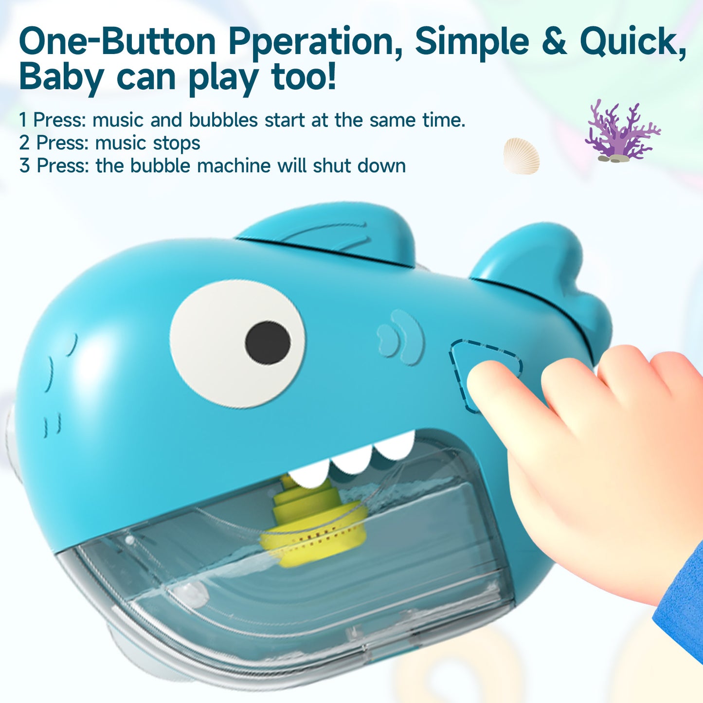 Baby Bath Toys - Dinosaur Shark Automatic Bath Bubble Maker with Music