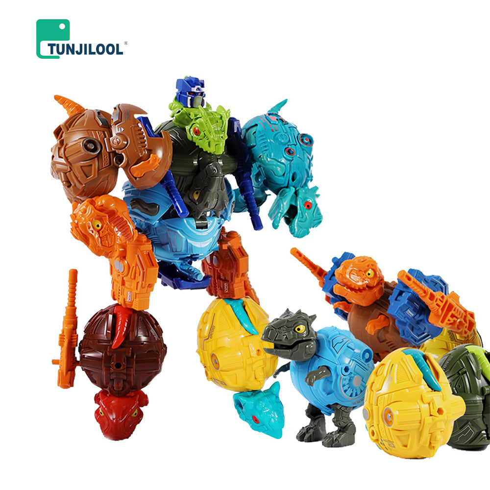 Set of 6 Dinosaur Eggs, Dinosaur Robot Transforming Toy