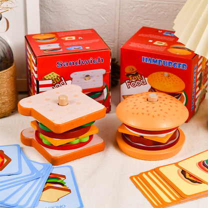 Simulation hamburger sandwich building block toy