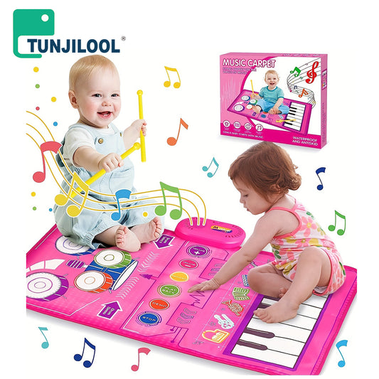 2 In 1 Baby Toys For 1 Year Old Boy Girl, Toddler Piano Keyboard & Drum Floor Mat With Sticks, Early Musical Learning Sensory Toys For 12-18 Months, 1 2 3 Year Old Boy Girl Birthday Gifts