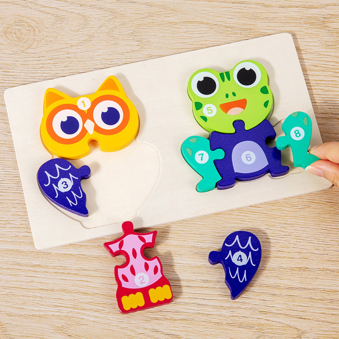 4-piece 3D animal wooden puzzle