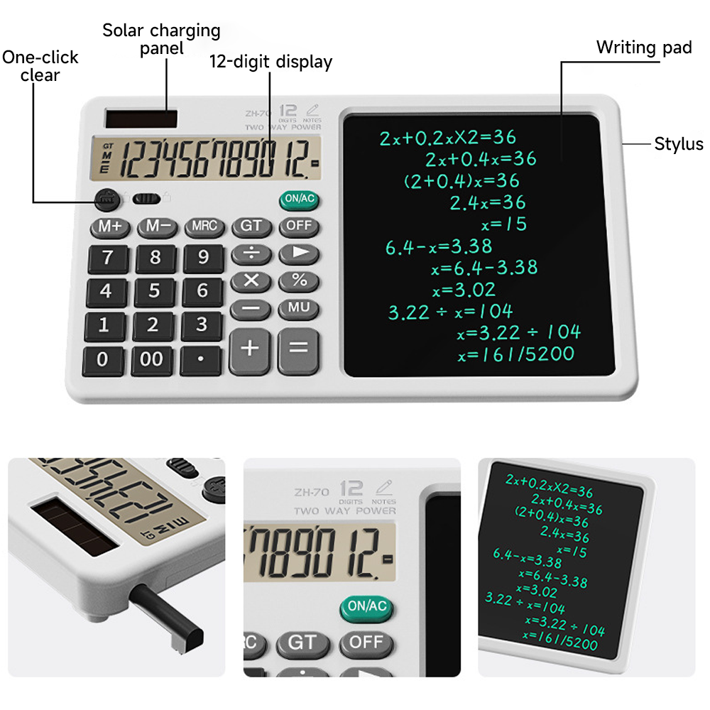 Kids Handwriting Board 2 in 1 with Solar Calculator