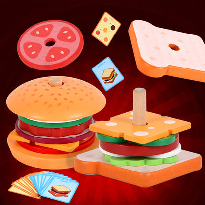 Simulation hamburger sandwich building block toy