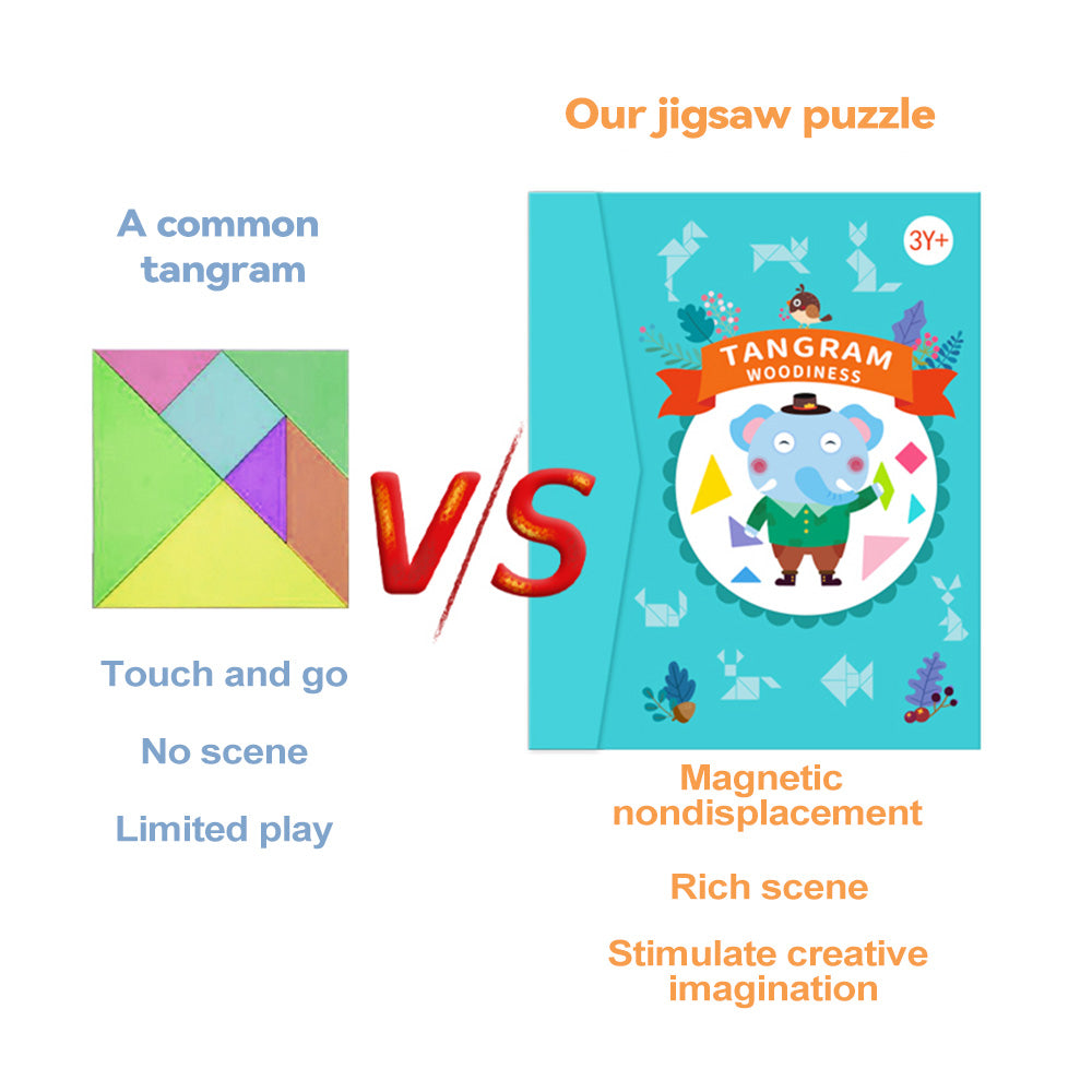 Elephant Magnetic Tangram Montessori Toy for 3 4 5 Kid