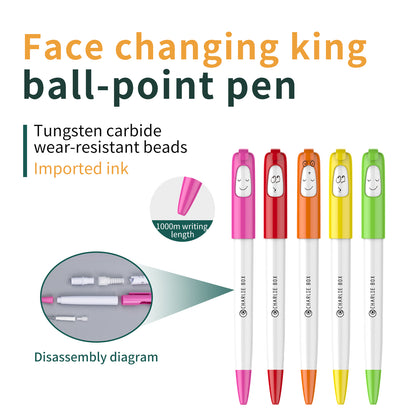 Personalized creative face changing ball pen creative gift stationery pen 5 pack