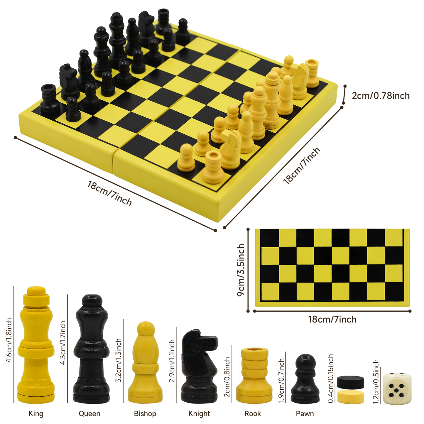 3 In 1 Wooden Chess Board,Chess Magnetic Table Game Portable Foldable Mini Travel Games Set