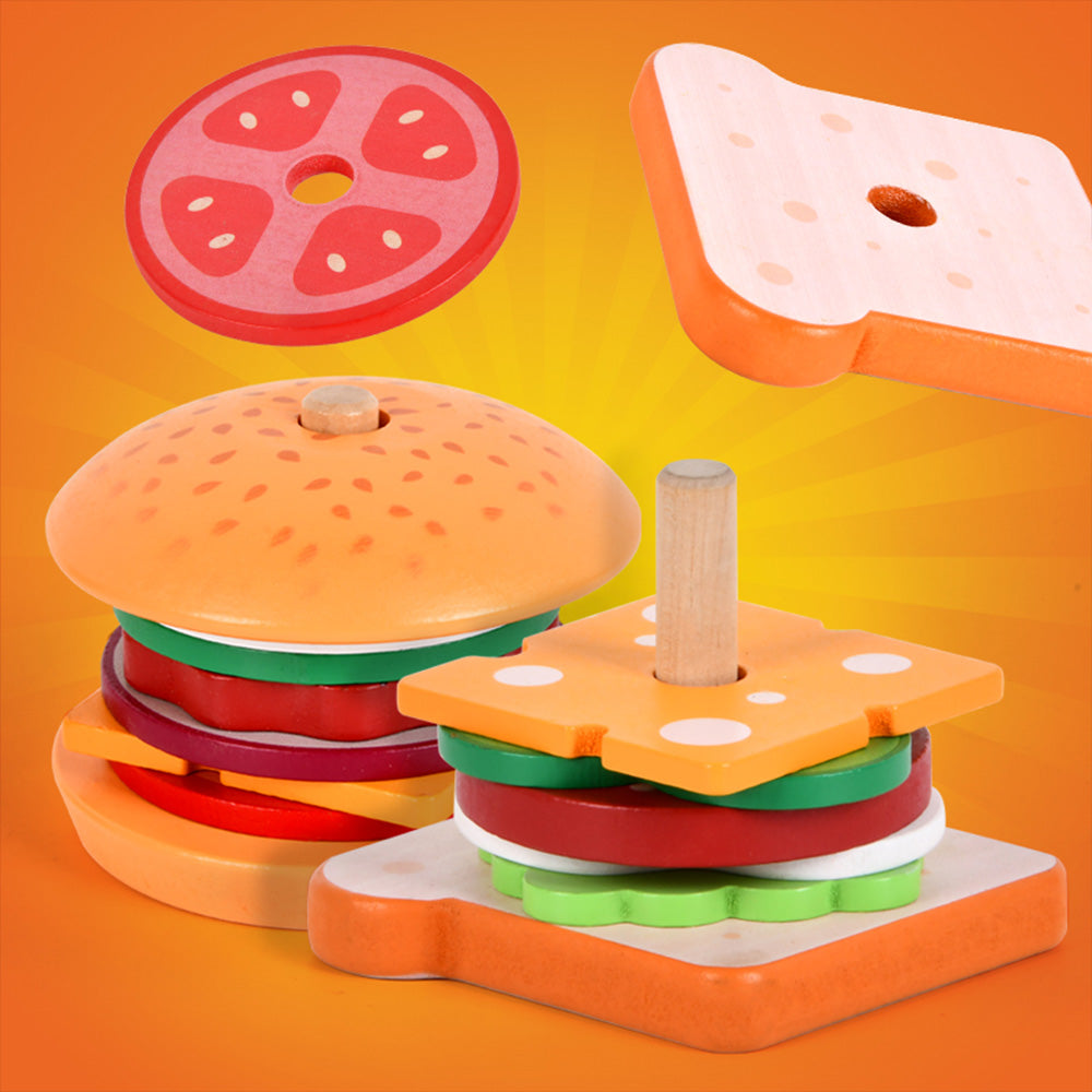 Simulation hamburger sandwich building block toy