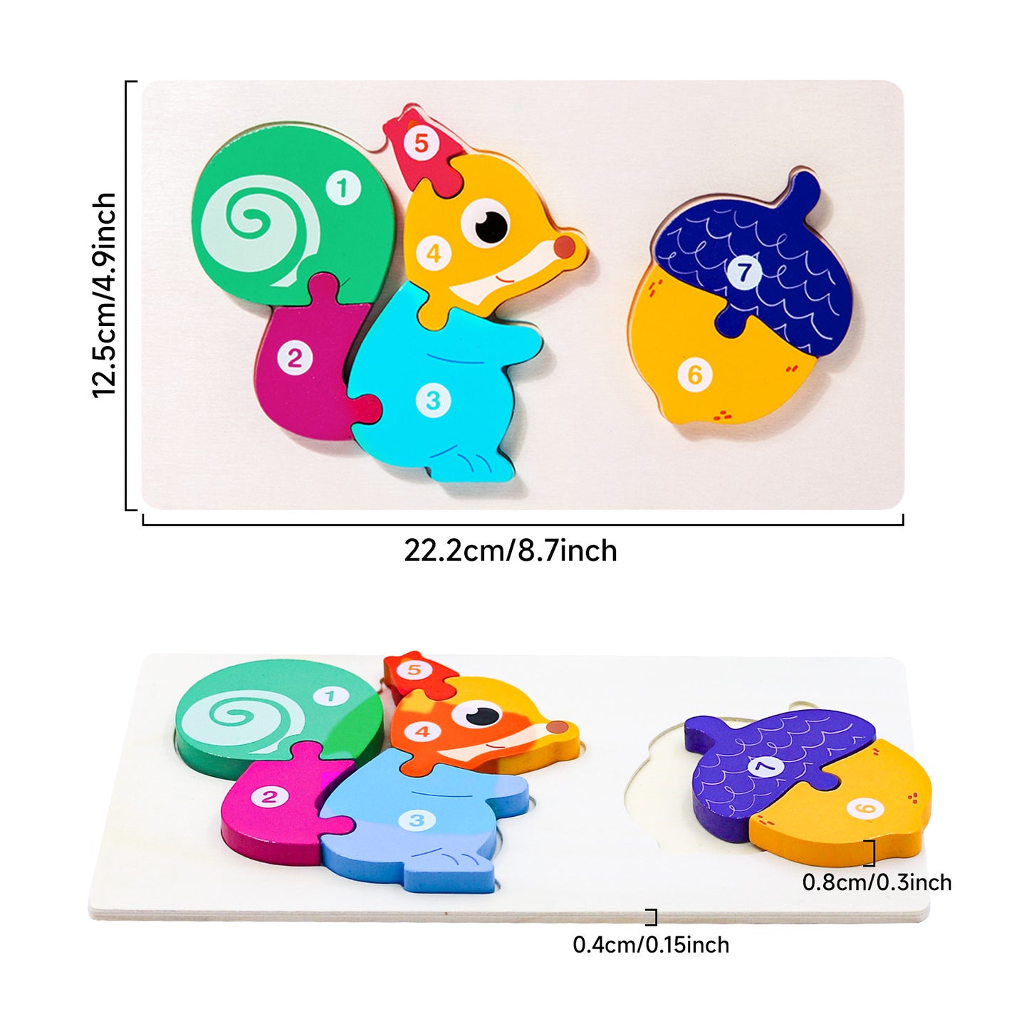 4-piece 3D animal wooden puzzle