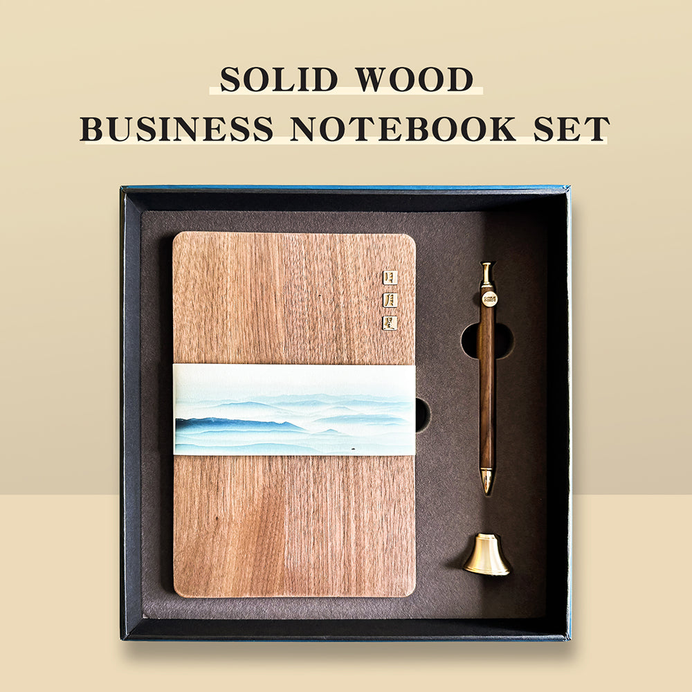 Solid wood business notebook set