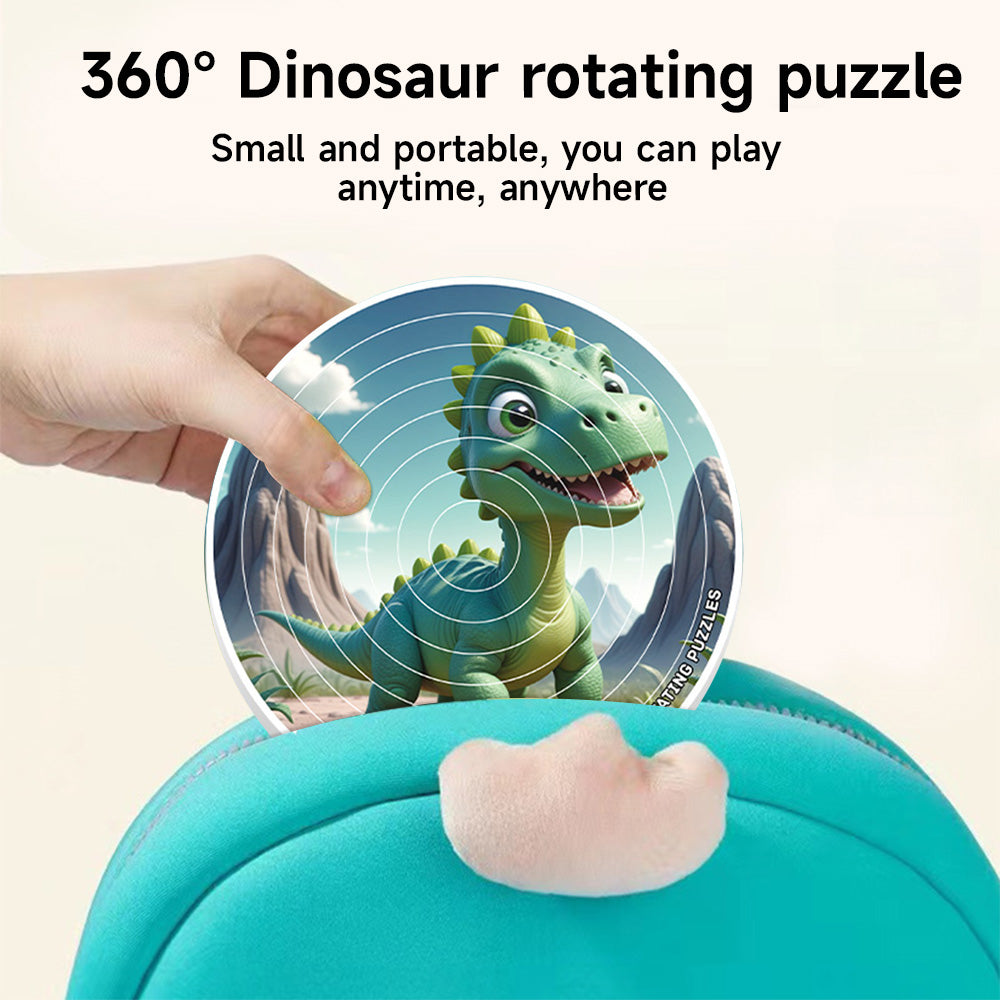 Dinosaur 3D Rotating Top Round Double-Sided Jigsaw Puzzle Educational Stress Relief Creative Children's Toy