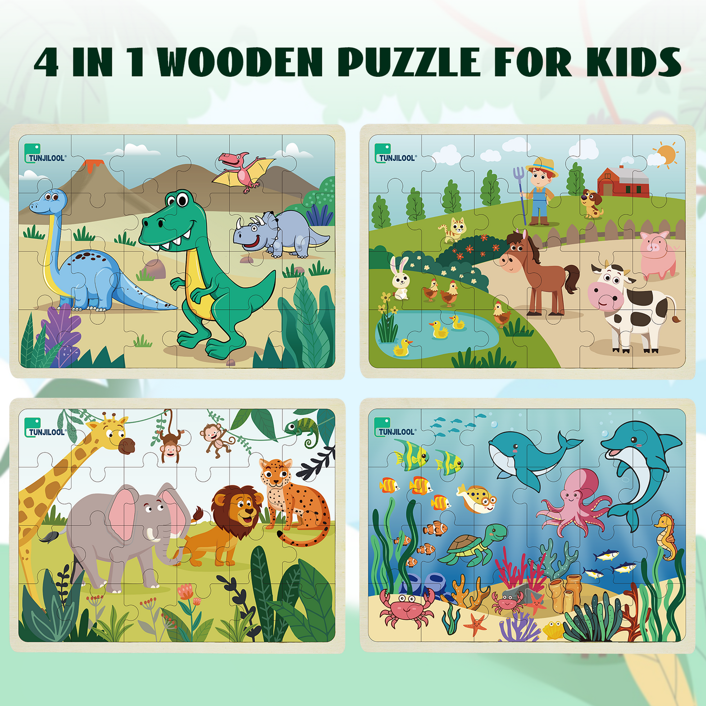 TUNJILOOL 24 Piece Animal Theme Puzzle