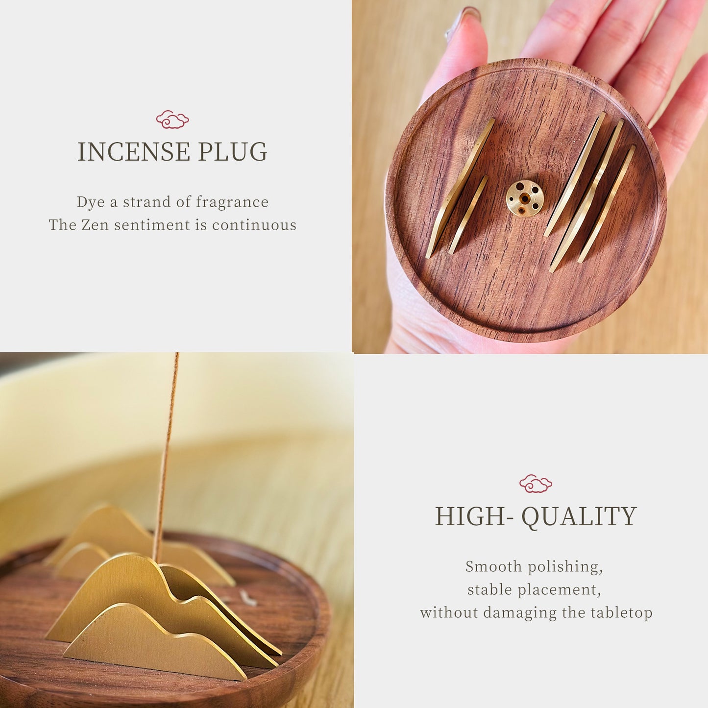 Mountain view Incense stick two-piece home indoor agarwood incense burner walnut incense stick gift set