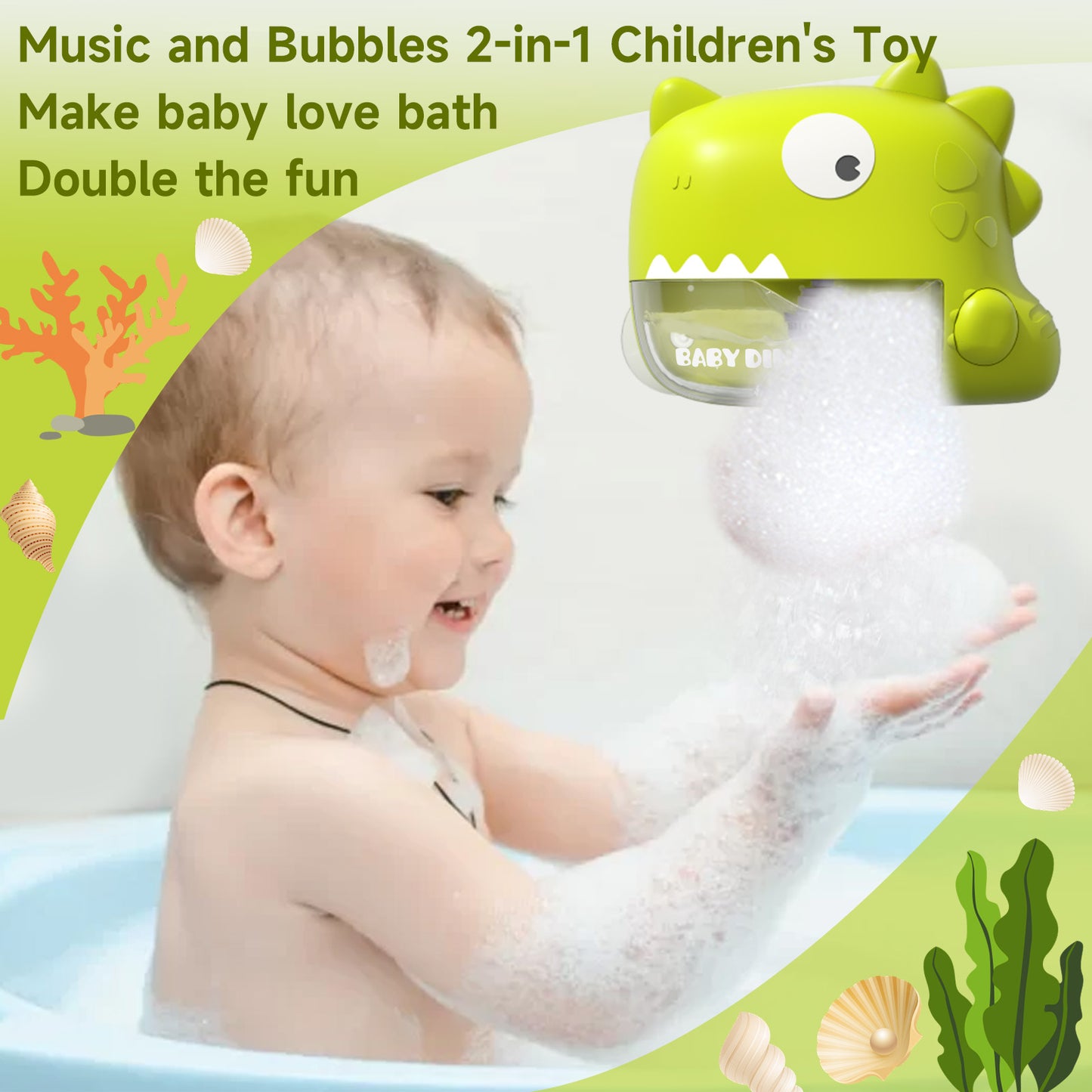 Baby Bath Toys - Dinosaur Shark Automatic Bath Bubble Maker with Music