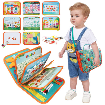 TUNJILOOL Busy Board Montessori Toy for Kids Toddlers, Quiet Book Sensory Toys Learning Fine Motor Skills Educational Travel Toys