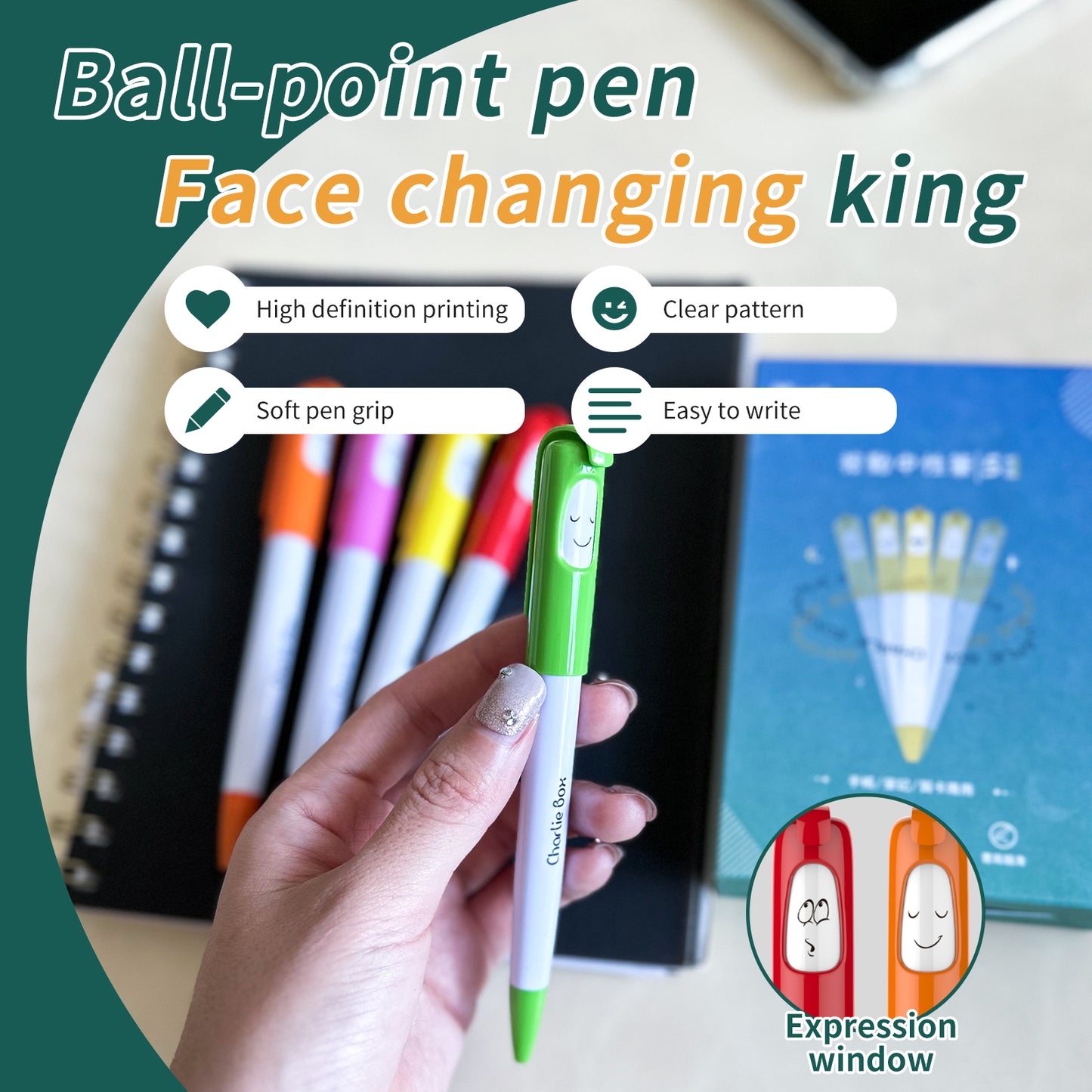 Personalized creative face changing ball pen creative gift stationery pen 5 pack