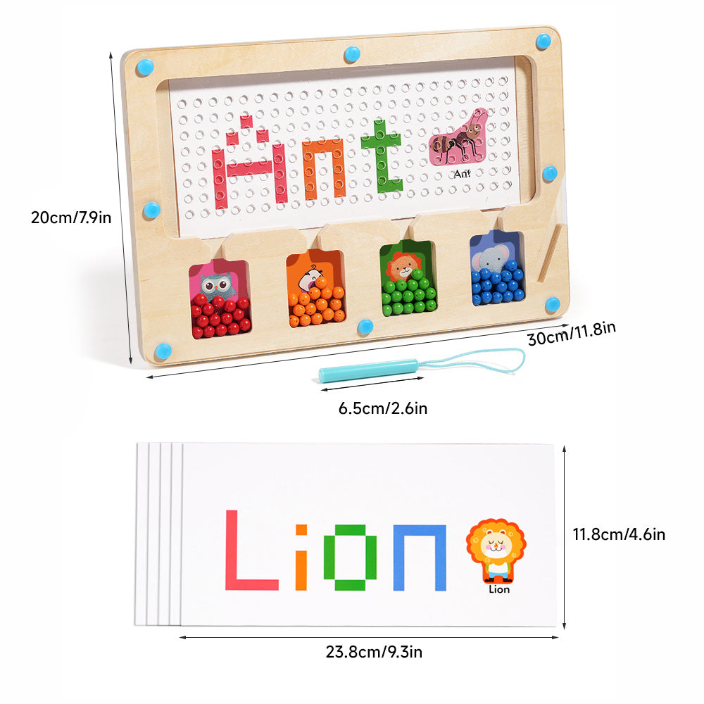 TUNJILOOL Children's magnetic animal number calculation moving bead puzzle kindergarten early education color classification counting board educational toy